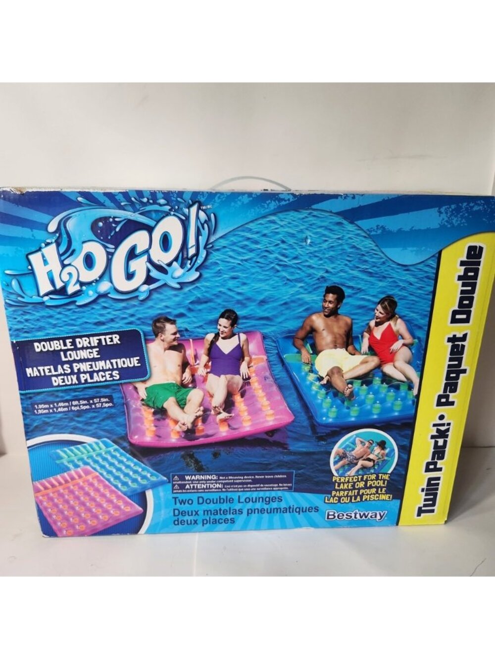Bestway H2OGO Double Drifter Lounge Twin Pack Pool Lake Inflatable Float